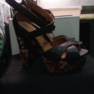Strappy floral heels